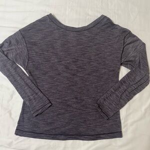 Women's Lululemon Tie Back Heather Gray Purple Long Sleeve Workout Top Size 6